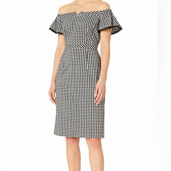 Nanette Lepore Dresses & Skirts - NANETTE LEPORE NWOT Off The Shoulder Black & White Gingham Dress Size 6